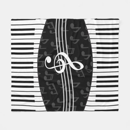 Stijlvolle muzieknoot, schitterend en pianokleutel fleece deken (Voorkant (Horizontaal))