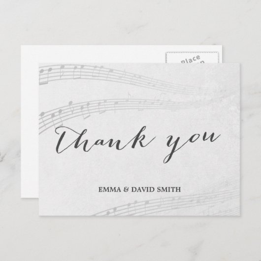 Stijlvolle Muzieknoten Dank u Briefkaart (Voorkant / Achterkant)