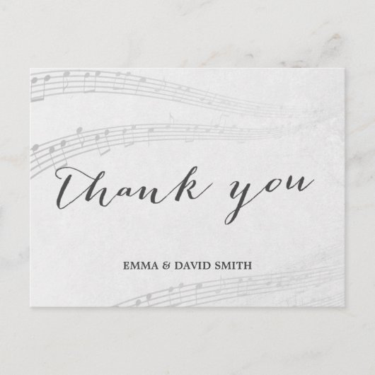 Stijlvolle Muzieknoten Dank u Briefkaart (Voorkant)