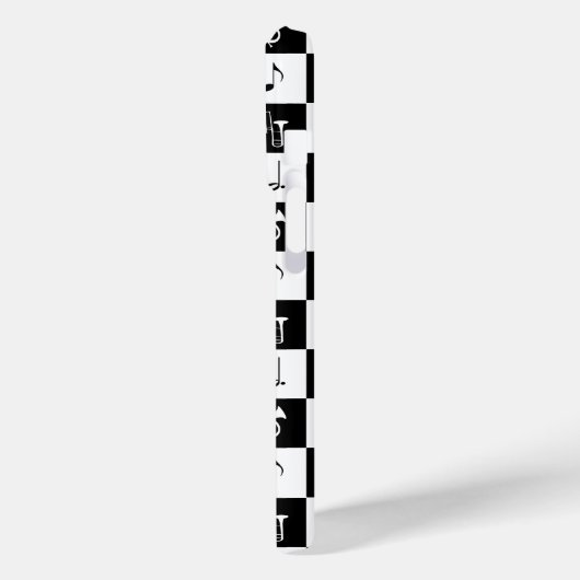 Stijlvolle Muzieknoten en instrumenten zwart-wit Case-Mate iPhone Case (Achterkant / Links)