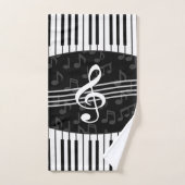 Stijlvolle Muzieknoten Treble Clef en Piano Bad Handdoek (Handdoek)