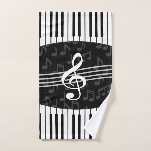 Stijlvolle Muzieknoten Treble Clef en Piano Bad Handdoek (Handdoek)