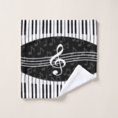 Stijlvolle Muzieknoten Treble Clef en Piano Bad Handdoek (Wasdoekje)