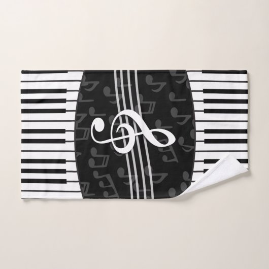 Stijlvolle Muzieknoten Treble Clef en Piano Bad Handdoek (Handdoek)