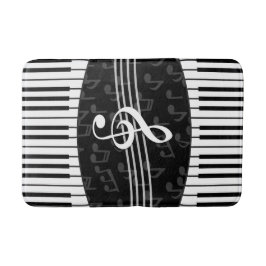 Stijlvolle Muzieknoten Treble Clef en Piano Keys Badmat