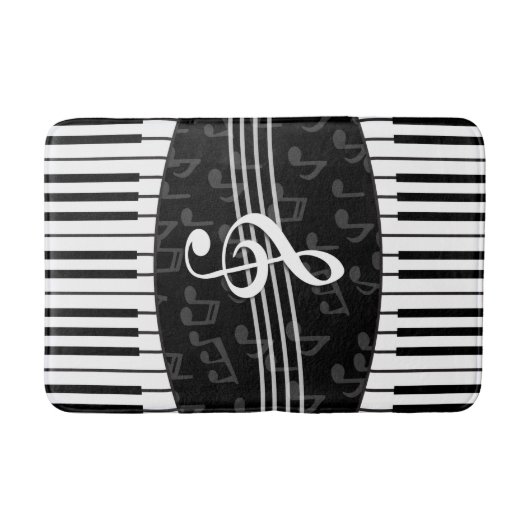 Stijlvolle Muzieknoten Treble Clef en Piano Keys Badmat (Voorkant)