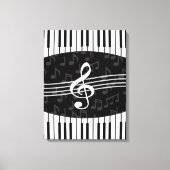 Stijlvolle Muzieknoten Treble Clef en Piano Keys Canvas Afdruk (Voorkant)