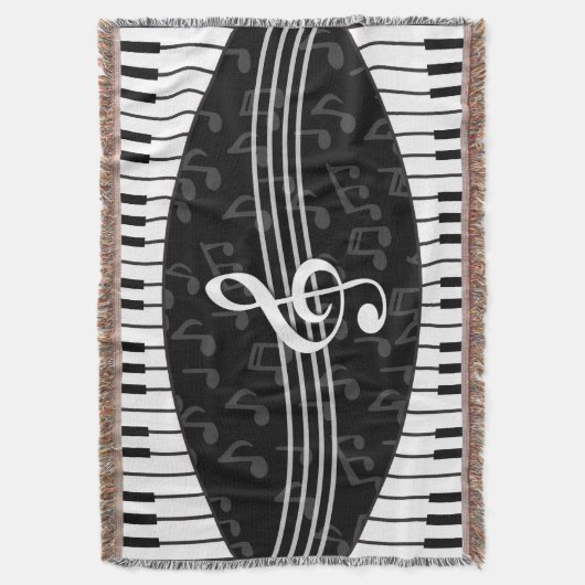 Stijlvolle Muzieknoten Treble Clef en Piano Keys Deken (Voorkant Verticaal)
