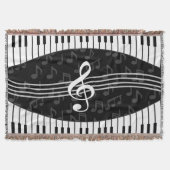 Stijlvolle Muzieknoten Treble Clef en Piano Keys Deken (Voorkant)