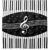 Stijlvolle Muzieknoten Treble Clef en Piano Keys Douchegordijn (Voorkant)