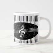 Stijlvolle Muzieknoten Treble Clef en Piano Keys Grote Koffiekop (Rechts)