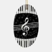 Stijlvolle Muzieknoten Treble Clef en Piano Keys Keramisch Ornament (Rechts)