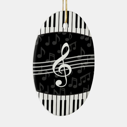 Stijlvolle Muzieknoten Treble Clef en Piano Keys Keramisch Ornament (Rechts)