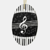 Stijlvolle Muzieknoten Treble Clef en Piano Keys Keramisch Ornament (Links)