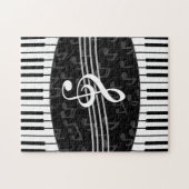 Stijlvolle Muzieknoten Treble Clef en Piano Keys Legpuzzel (Horizontaal)