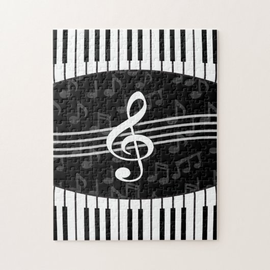 Stijlvolle Muzieknoten Treble Clef en Piano Keys Legpuzzel (Verticaal)