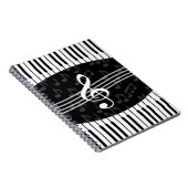 Stijlvolle Muzieknoten Treble Clef en Piano Keys Notitieboek (Rechterzijde)