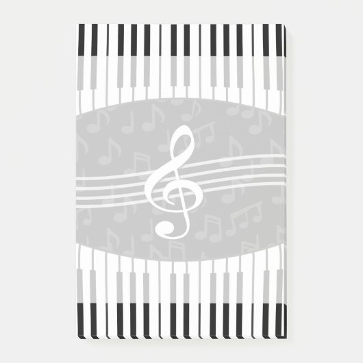Stijlvolle Muzieknoten Treble Clef en Piano Keys Post-it® Notes (Voorkant)
