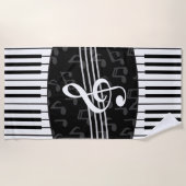 Stijlvolle Muzieknoten Treble Clef en Piano Keys Strandlaken (Voorkant)