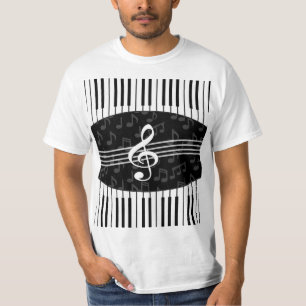 Stijlvolle Muzieknoten Treble Clef en Piano Keys T-shirt