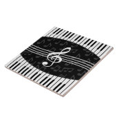 Stijlvolle Muzieknoten Treble Clef en Piano Keys Tegeltje (Zijkant)