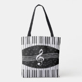 Stijlvolle Muzieknoten Treble Clef en Piano Keys Tote Bag (Achterkant)