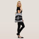 Stijlvolle Muzieknoten Treble Clef en Piano Keys Tote Bag (Op model)