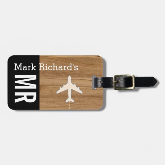 Stijlvolle naam en initialen voor reizigers Stijlv Bagagelabel (Voorkant horizontaal)
