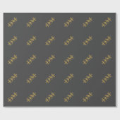 Stijlvolle naam en monogram | Goud en donkergrijs Cadeaupapier (Vlak)