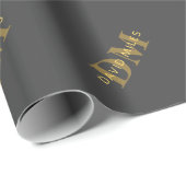 Stijlvolle naam en monogram | Goud en donkergrijs Cadeaupapier (Rol Hoek)