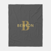 Stijlvolle naam en monogram | Goud en donkergrijs Fleece Deken (Voorkant)