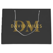 Stijlvolle naam en monogram | Goud en donkergrijs Groot Cadeauzakje (Voorkant)