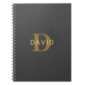 Stijlvolle naam en monogram | Goud en donkergrijs Notitieboek (Voorkant)