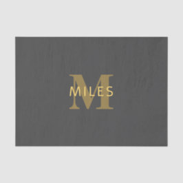 Stijlvolle naam en monogram | Goud en donkergrijs Tissuepapier