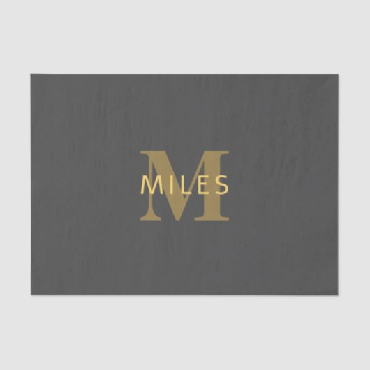 Stijlvolle naam en monogram | Goud en donkergrijs Tissuepapier (Voorkant)