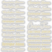 Stijlvolle naam Handtekening Gold Text Script Kiss Sticker (Voorkant)