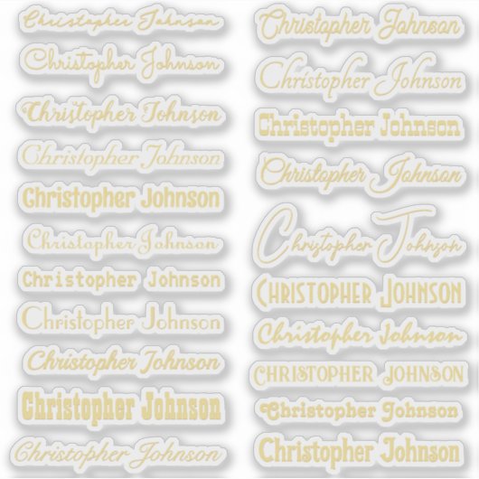 Stijlvolle naam Handtekening Gold Text Script Kiss Sticker (Voorkant)