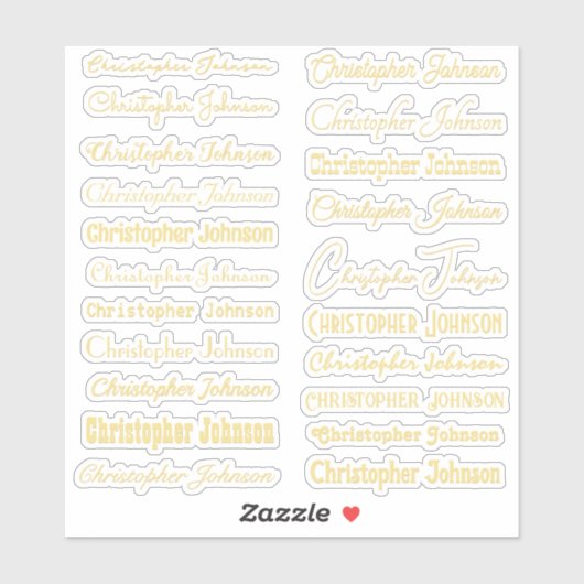 Stijlvolle naam Handtekening Gold Text Script Kiss Sticker (Vel)