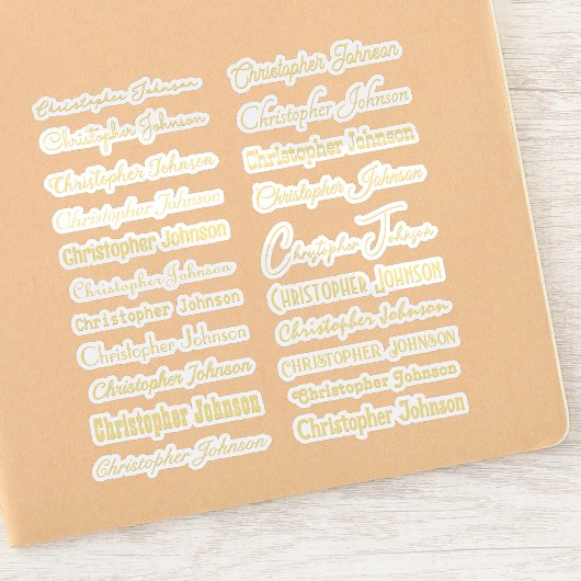 Stijlvolle naam Handtekening Gold Text Script Kiss Sticker