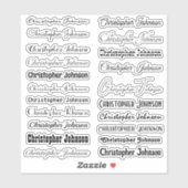 Stijlvolle naam Handtekening Zwarte tekst Script K Sticker (Vel)