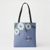 Stijlvolle naam initiaal gemerkt bloemmotief stoff tote bag (Voorkant)