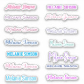 Stijlvolle naam kleurrijke roze paarse blauwe st sticker (Voorkant)