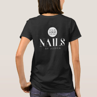 Stijlvolle naam logo nagelsalon zwart t-shirt