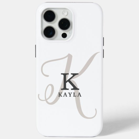 Stijlvolle naam met kalligrafie Monogram op wit Case-Mate iPhone Case (Achterkant)