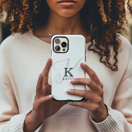Stijlvolle naam met kalligrafie Monogram op wit Case-Mate iPhone Case