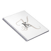 Stijlvolle naam met kalligrafie Monogram op wit Notitieboek (Rechterzijde)