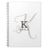 Stijlvolle naam met kalligrafie Monogram op wit Notitieboek (Voorkant)
