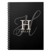Stijlvolle naam met kalligrafie Monogram Zwart Notitieboek (Voorkant)