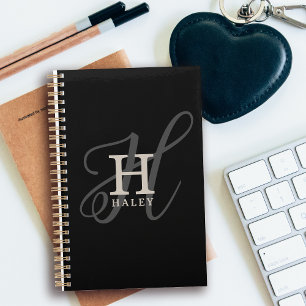 Stijlvolle naam met kalligrafie Monogram Zwart Planner