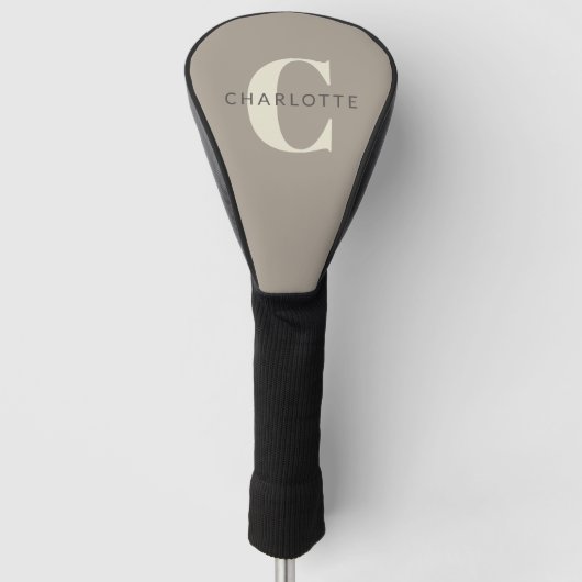 Stijlvolle naam met monogram Chic rustieke taupe Golfheadcover (Voorkant)